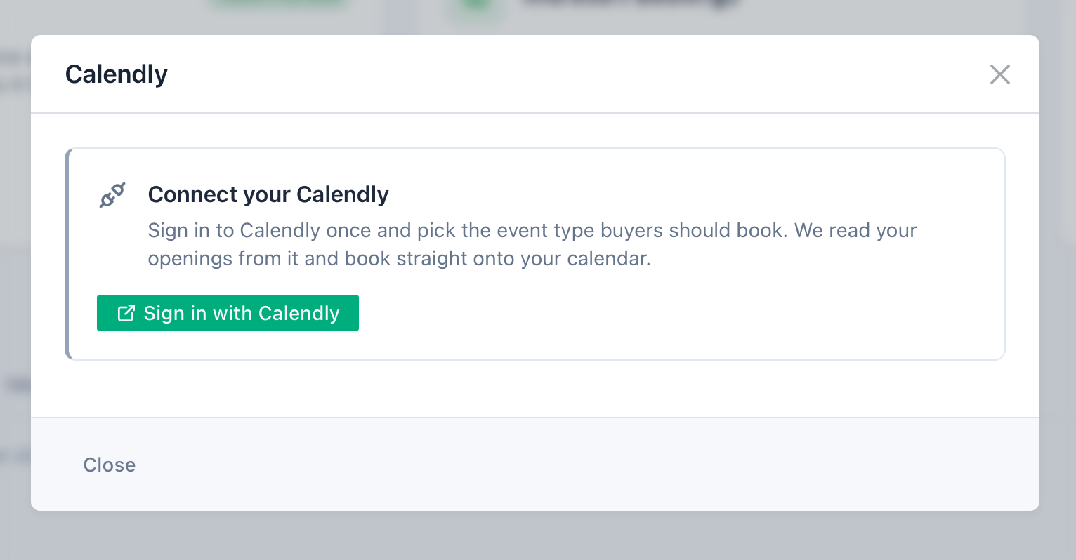 The Calendly sign-in step
