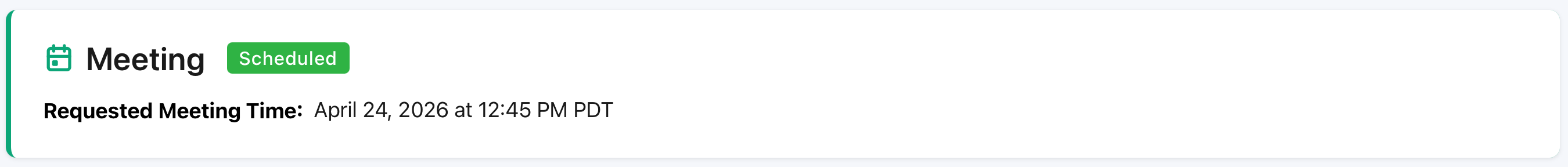 Meeting info on the lead detail page