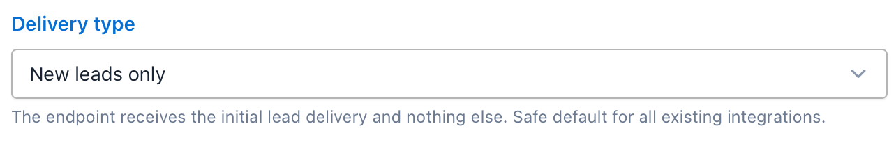 Webhook endpoint type setting in advanced settings
