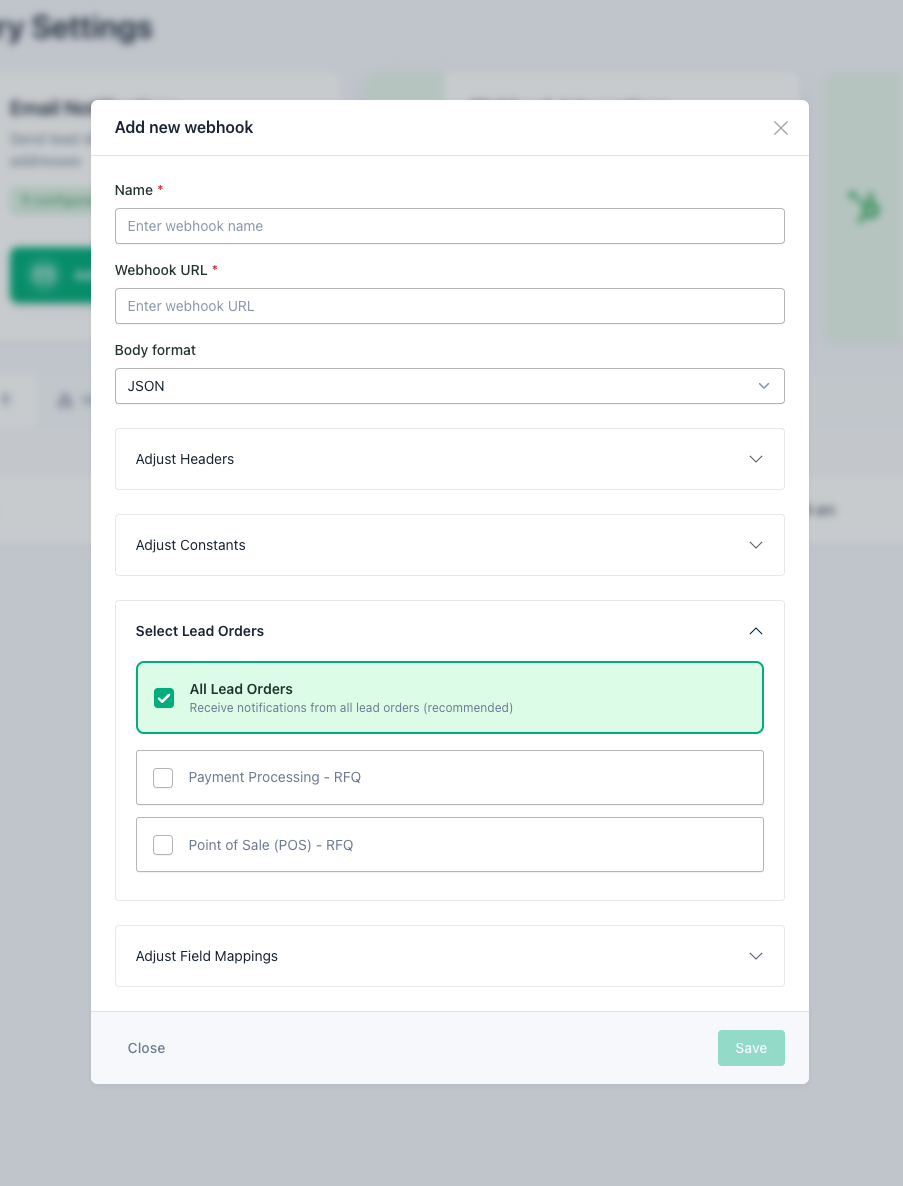 Create Webhook Endpoint